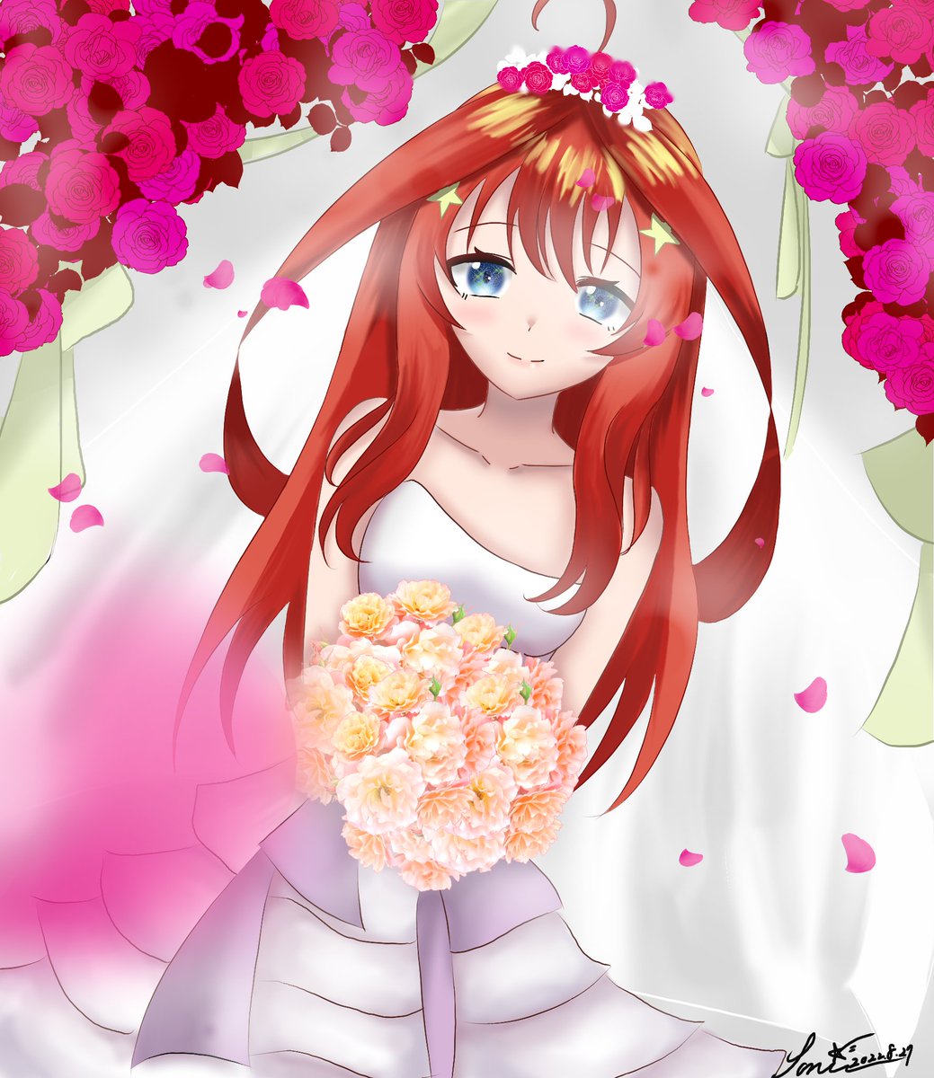 燕子OuOさんがTwitterに投稿した中野五月(五等分の花嫁)のイラスト。