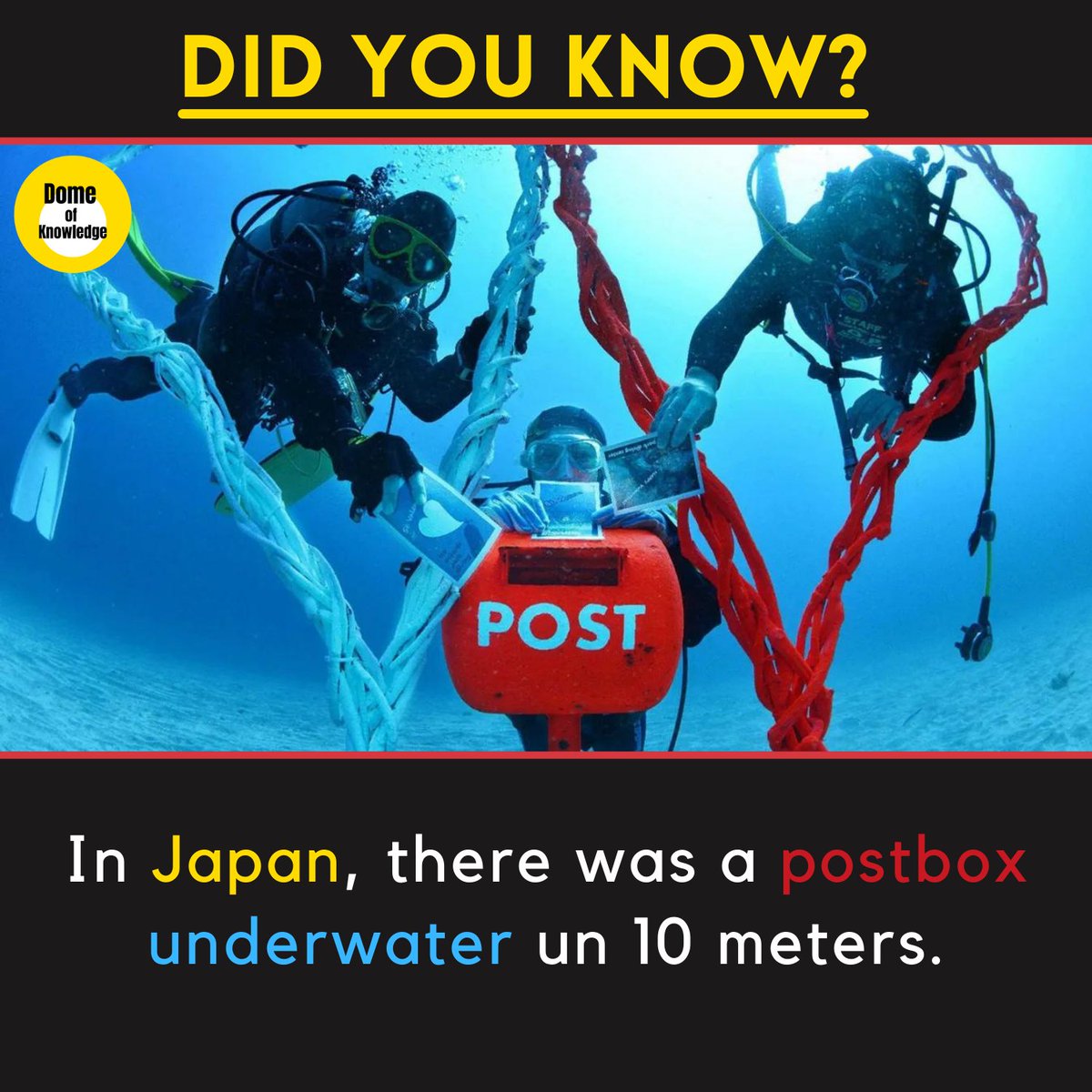 DomeKnowledge's tweet photo. In Japan, there was a postbox underwater un 10 meters.
.
.
.
#Facts #FactsMatter #water #Aunty #Japanese https://t.co/aL8yKYXR2Z