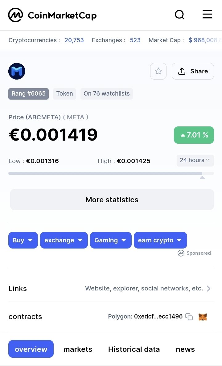 NFTSAGENTS's tweet photo. ABCMETA 

Let's get into the ABCMETA world together.

Create your own NFTs and more. 

Use the profitable features that the project brings with it. 

The earlier you get in, the better!⬇️
https://t.co/8gAEZhMmiw

ABCMETA on CMC⬇️
https://t.co/L0YWMasZtU

#ABCMETA #META #Polygon https://t.co/amOLUKOtxZ