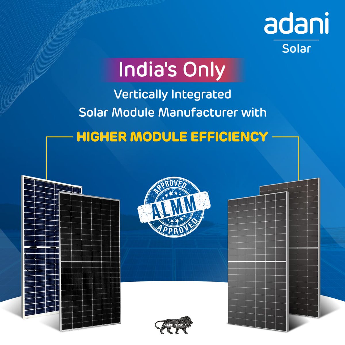 We're delighted to share that Adani Solar's solar PV modules are ALMM approved as per the recent list published by MNRE.

Let's move closer to a sustainable future, one step at a time!

#AdaniSolar #ALMM #ALMMapproved #HigherEfficiency #MakeInIndia