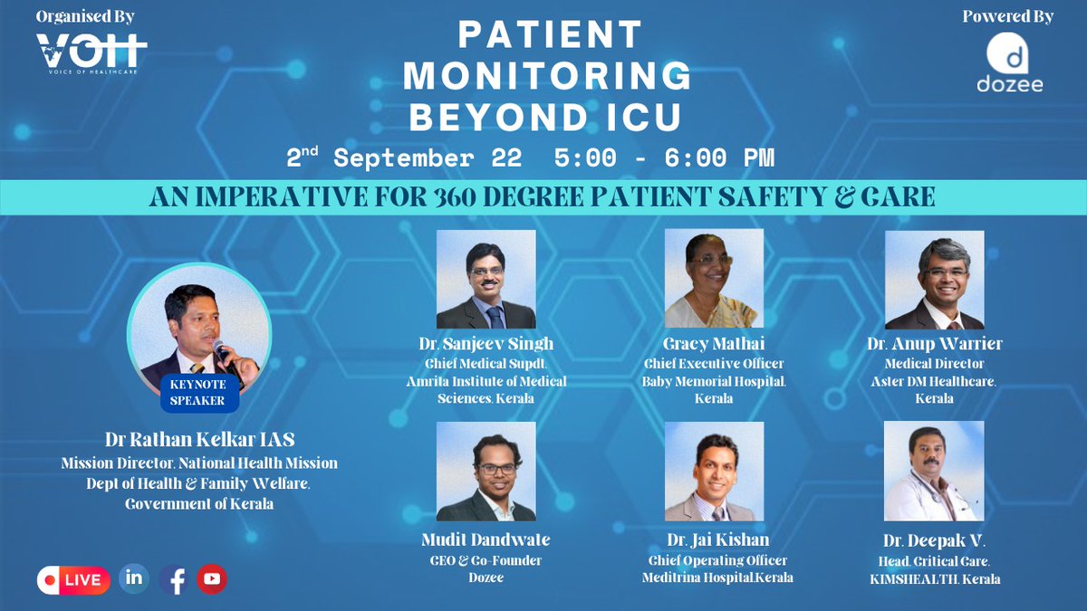 vohglobal's tweet photo. 𝐓𝐇𝐈𝐍𝐊𝐈𝐍𝐆 𝐁𝐄𝐘𝐎𝐍𝐃 𝐈𝐂𝐔/ Leaders look into new paradigms of patient safety and care with a 360-degree lens in this special virtual episode on 𝐏𝐀𝐓𝐈𝐄𝐍𝐓 𝐌𝐎𝐍𝐈𝐓𝐎𝐑𝐈𝐍𝐆 𝐁𝐄𝐘𝐎𝐍𝐃 𝐈𝐂𝐔 hosted by #VOH and powered by #Dozee. https://t.co/FrjriESGMj