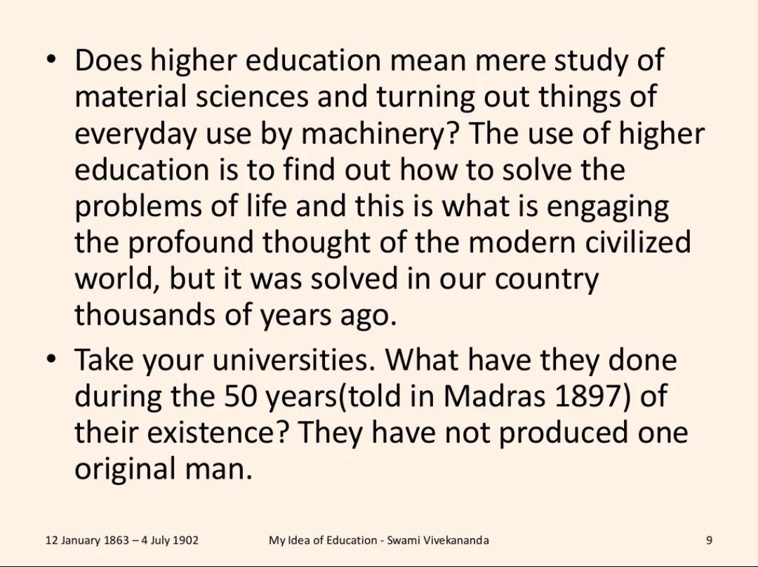 Purusavyaghra_'s tweet photo. @DrRupani @TaraRao0112 Modern Western influenced education system is reductionist &amp; narrow. However well presented it may be, it almost always ends up boosting mere ego of a person because there's no essence of  Wisdom from 1) Spirituality or 2) Worldly in it. https://t.co/eehLvAZmEy https://t.co/qd51Tb1lvO