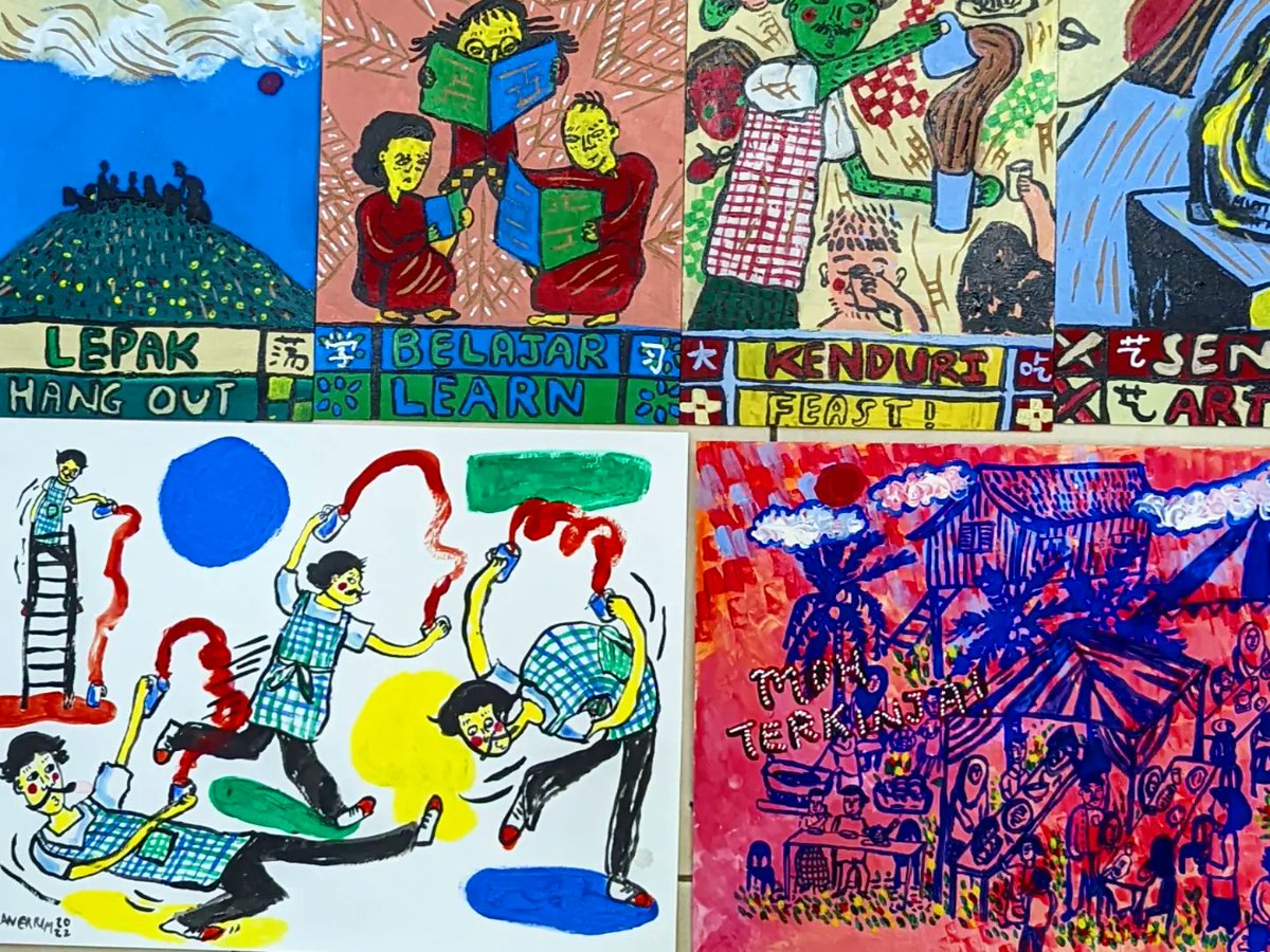 ranerrim's tweet photo. This artwork is titled Panduan Projek Rabak \ Projek Rabak Handbook (2022). I am honoured to portray and illustrate the visual manifesto of the eight philosophies of my collective, @projekrabak, in the @documenta__ https://t.co/4NFRL73pGM