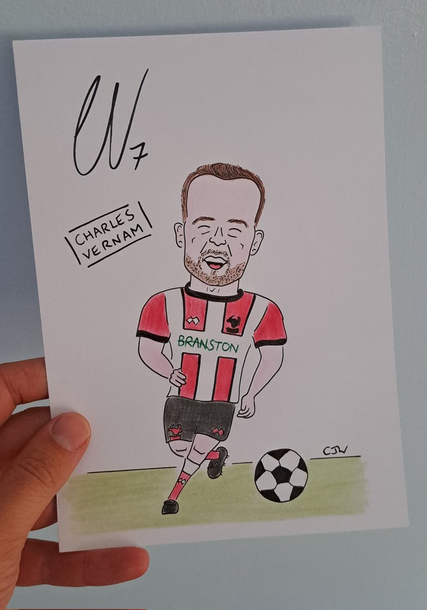 ‼️Matchday Giveaway‼️

With Charles Vernam being the cover star of today's match programme, I thought I'd give away this signed original caricature today too. Retweet this, follow <a href="/imptoons/">Im(P)toons! 🇺🇦</a> and I'll pick a winner at random at midday. Good luck! 

👍🔴⚪️