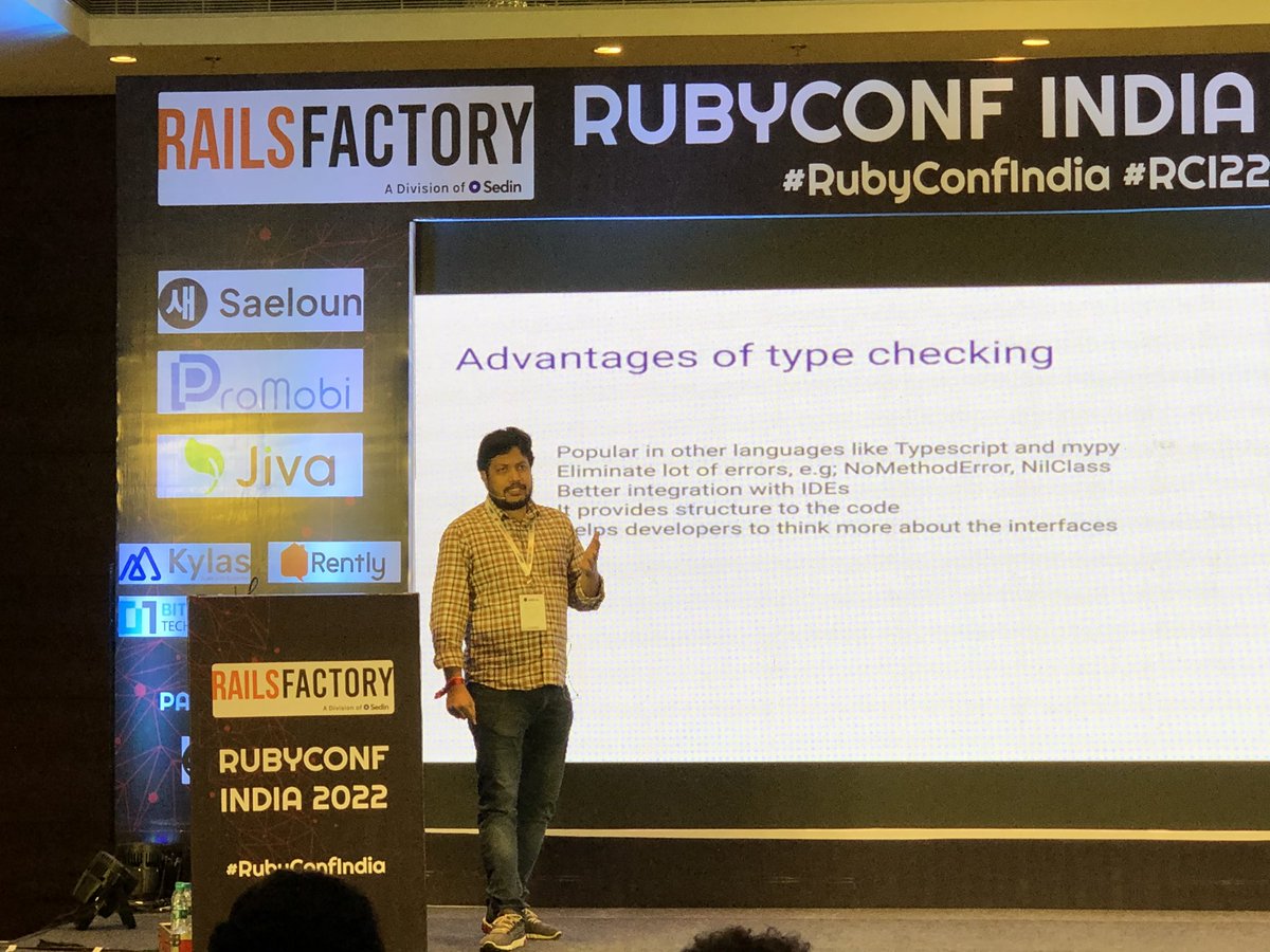 DTreeLabs's tweet image. @gauravbasti2006 talking about Static Typing in Ruby.

#rubyconfindia #rci22