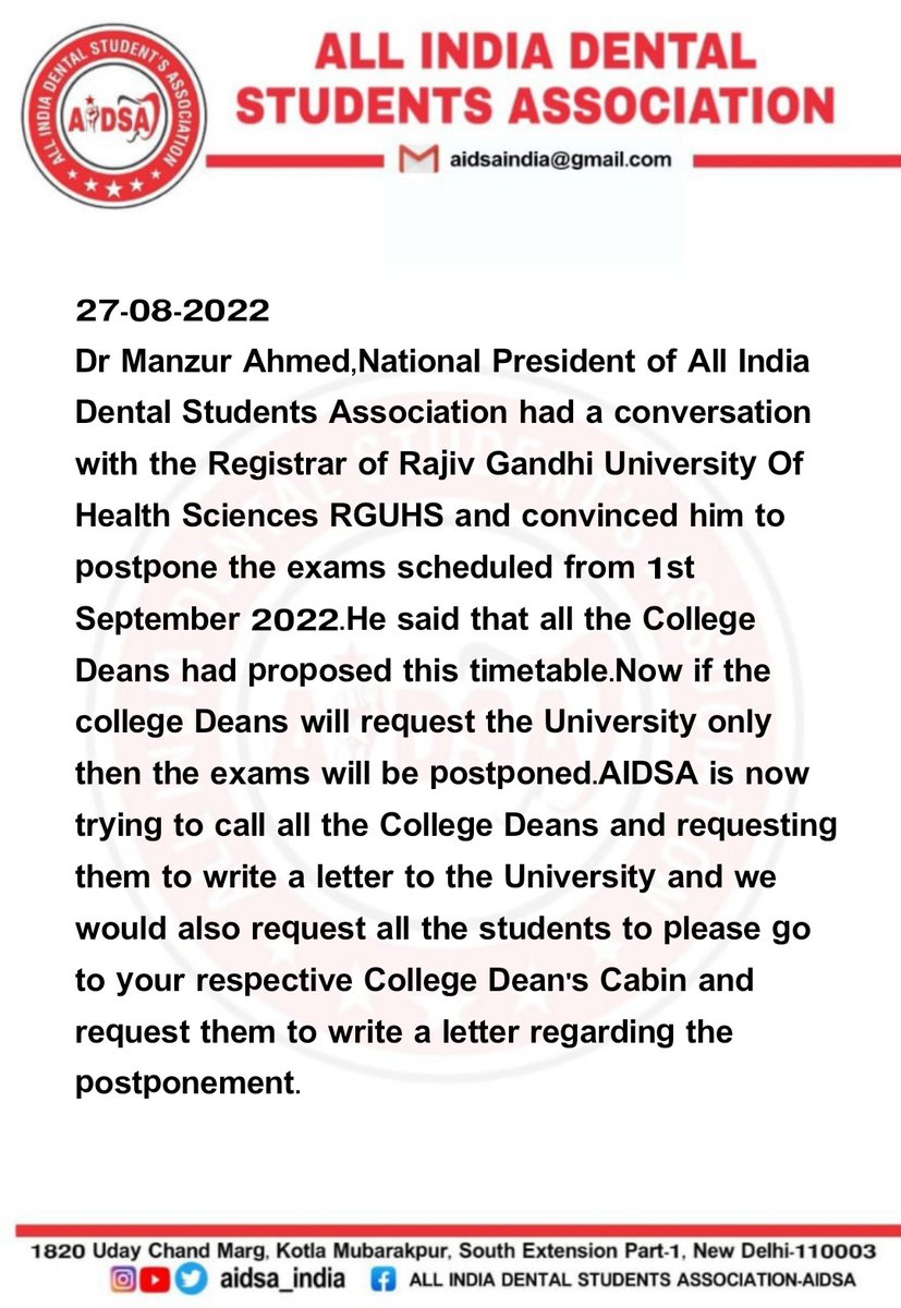aidsa_india's tweet photo. Throw Back #ALL_india_Dental_Students_Association #aidsa_india #AIDSAINSIA #dentistry #All_india_Dental_Students_Association
#all_india_dental_students_associations #AIDSA #aidsa_india #aidsaindia #dentalpolitics #dentalclinic #dentalsurgeon #AIDSAIndia #Dentalcollege #DCI https://t.co/dyXJkeIL7E