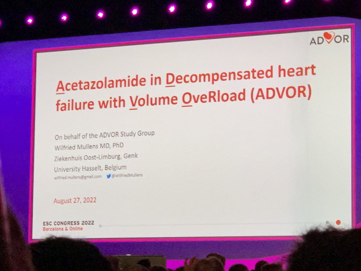 JBauersachsMD's tweet photo. Congratulations to ⁦@WilfriedMullens⁩ for the execution of a fully academic study proving that addition of acetazolamide to furosemide is associated with better decongesting in decompensated #heartfailure‼️

⁦@escardio⁩ ⁦@ESCardioNews⁩ #cardiotwitter https://t.co/3B4szpd7P7