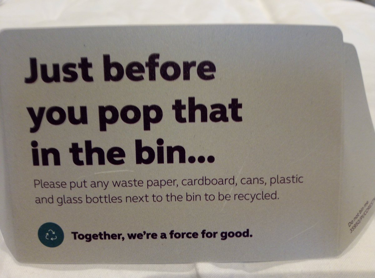 Well done @premierinn Glad to see you now embracing what we've been doing for years in your hotels. #recycle