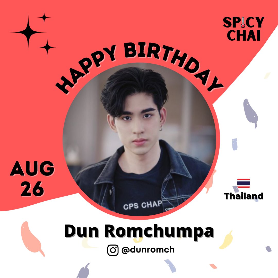 spicychai2021's tweet photo. Happy Birthday, Dun Romchumpa! 🎉🌶 @dunromch
Did you know?
He is a Thai actor, businessman, and investor in a variety of stocks including cryptocurrency.
#Happy24thDUNDay
#HappyDunDay
#dunromch
#GenYTheSeries #CloseFriendSS2
#SPICYCHAI https://t.co/PS7Cv4gLFi