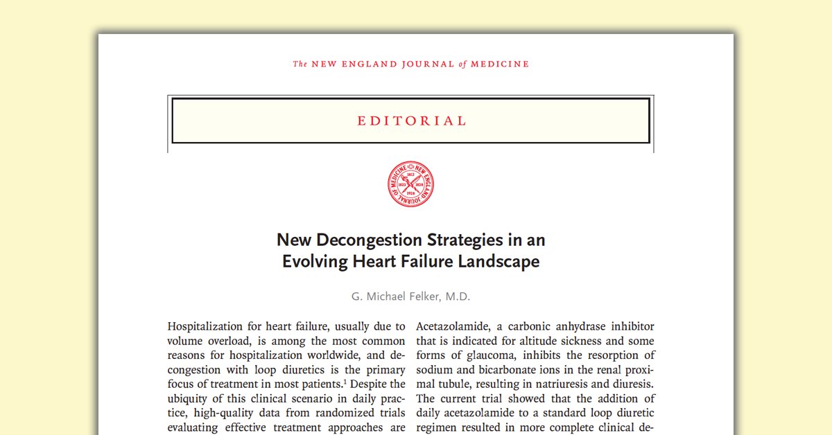 New editorial by G. Michael Felker, M.D., on ADVOR: "New Decongestion Strategies in an Evolving Heart Failure Landscape" #ESCCongress nej.md/3CuUYFB