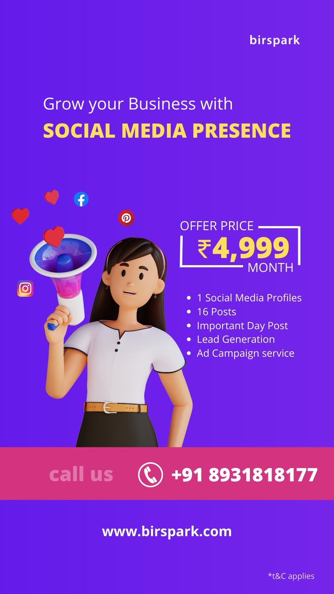 BIRSPARKLLP's tweet photo. Grow your Business with Social Media Presence

#SocialMedia #socialmediamanagement #DigitalMarketingServices #SMM #ad #marketing #Management #lucknow #Delhi  #India #BusinessDevelopment https://t.co/GEksGnGia2