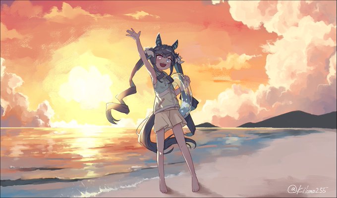 夕焼けとターボ#ウマ娘 #ツインターボ 