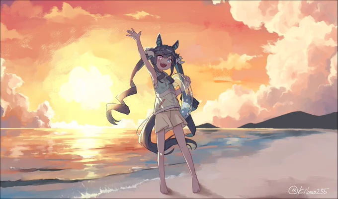 夕焼けとターボ#ウマ娘 #ツインターボ 