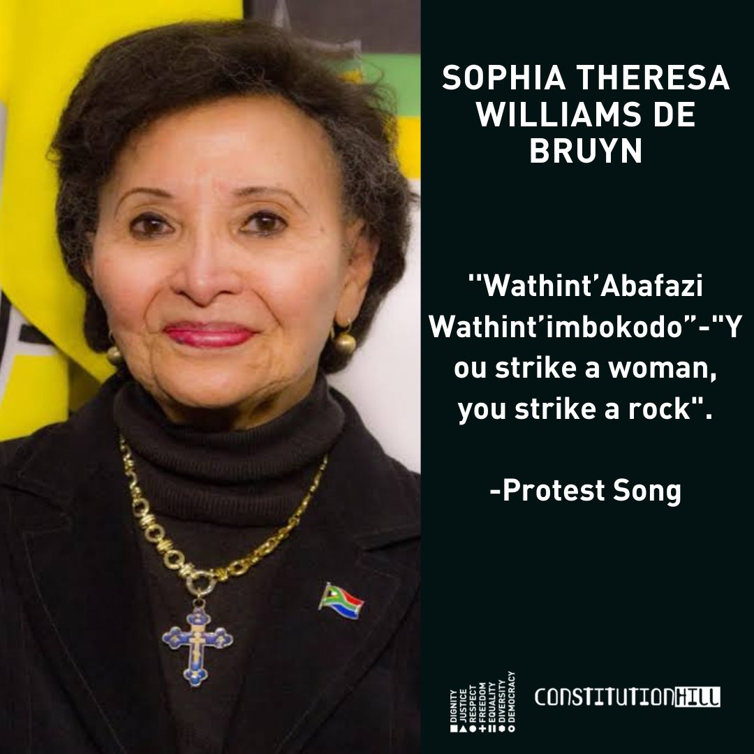 Did you know that she is a Former anti-apartheid activist, trade unionist & the last living leader of the 1956 Women’s March? Vsit our online exhibition & archive to learn more about her life’s work & contribution to the journey of SA & Women’s liberation …rconstitution.constitutionhill.org.za/sophia-theresa…