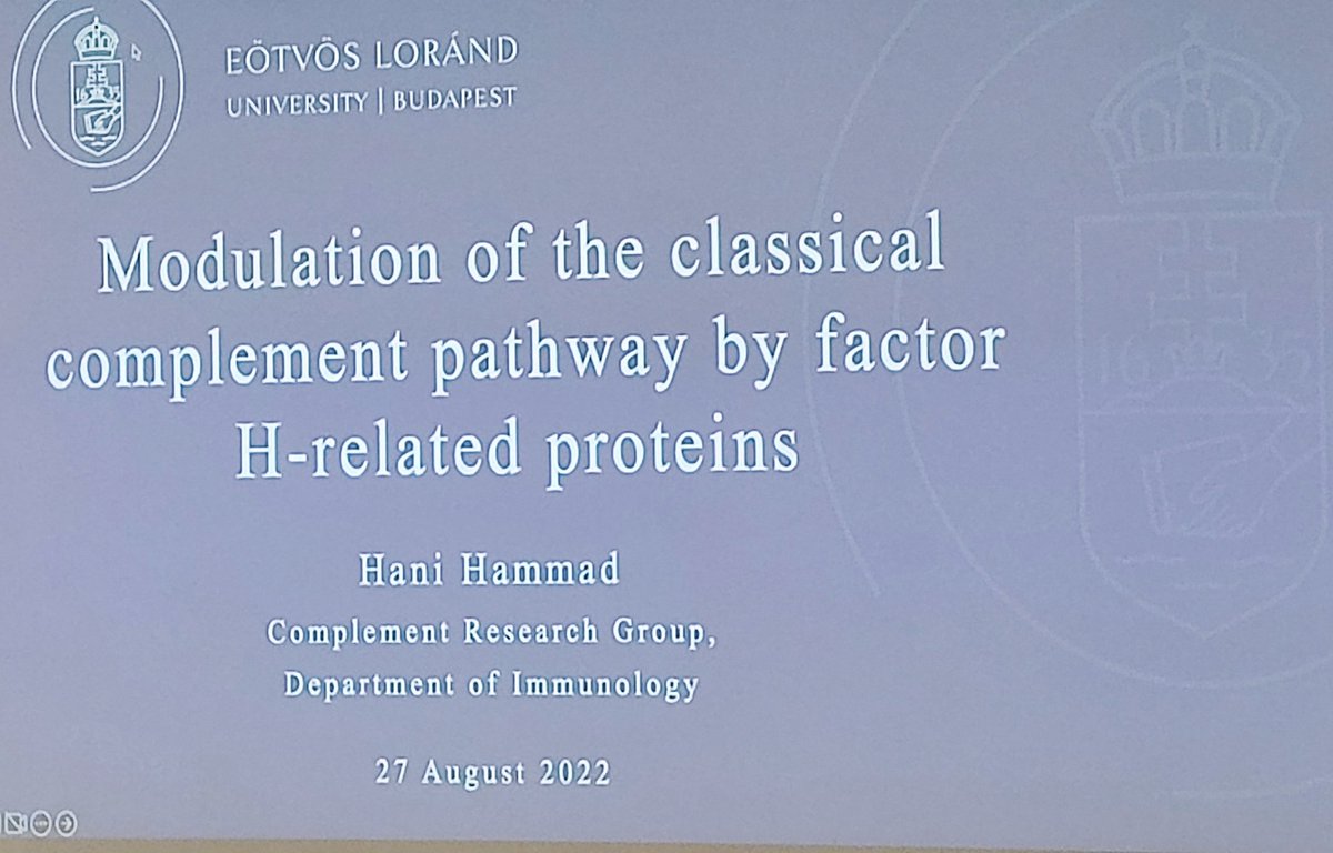 Hani Hammad introduces FHR-1 and -5 as competitors for C4BP. They also compete with C1q. #EMCHD 2022
#scifimed