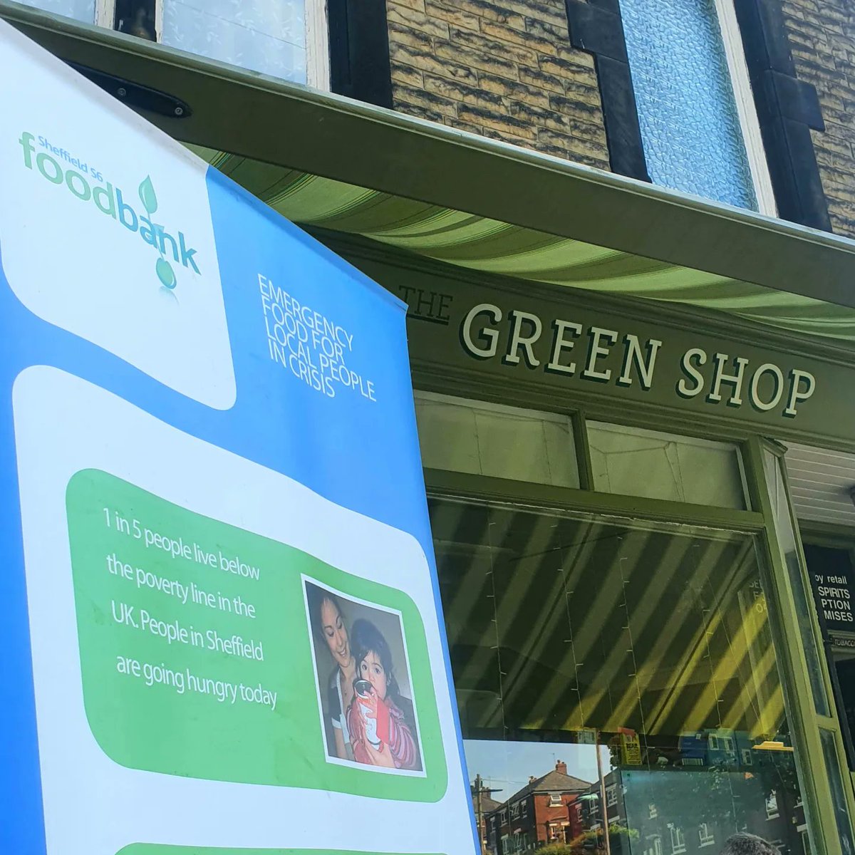 GreenShopSheff's tweet photo. @S6Foodbank collection outside the shop today, between 10-12 by the @HillsboroGreens 
#foodbank #community https://t.co/JD5UEkLN8v