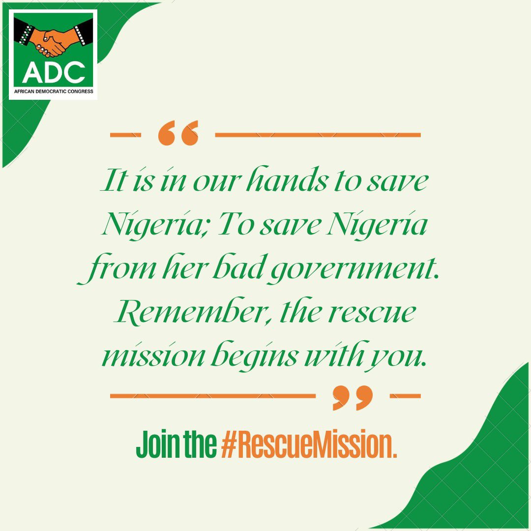 ADCNig's tweet image. It is in our hands to save Nigeria; To save Nigeria from her bad government. Remember, the rescue mission begins with you. 

Get #ADCFied 
Join the #RescueMission
#JusticeForHYYH 
#Ukraine