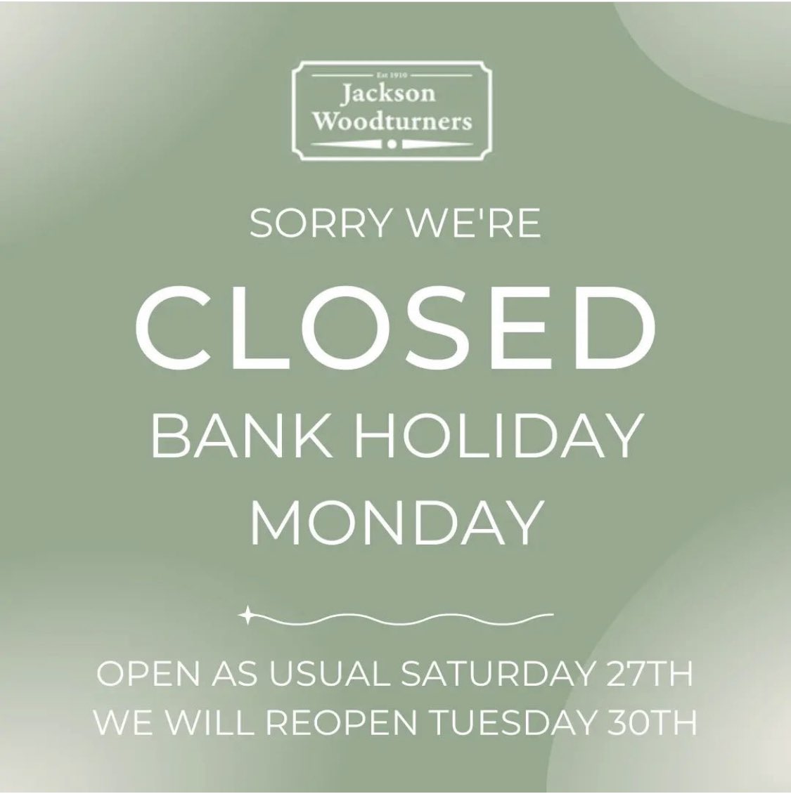 The showroom and phone lines will be closed Monday, so if you need something urgent we’re open today till midday today. Have a great bank holiday. #Sheffield #woodworking #BankHolidayWeekend #bankholiday
