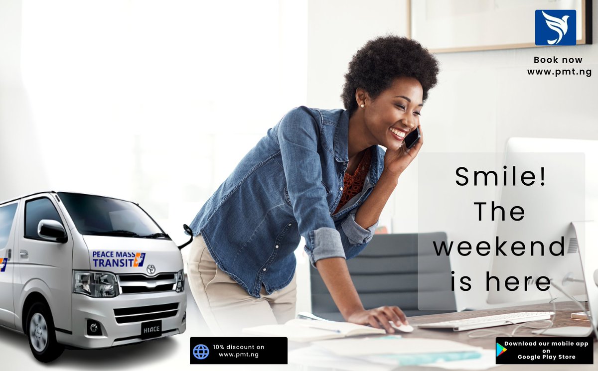 PmtTravel's tweet photo. Have a peaceful weekend!
Download our mobile App on playstore @ https://t.co/3mCgZmt64F
to enjoy a better user experience and a special bonus
#weekendvibes #HappyWeekend #transport #logisctics #weekend https://t.co/aABdBS2Nv9