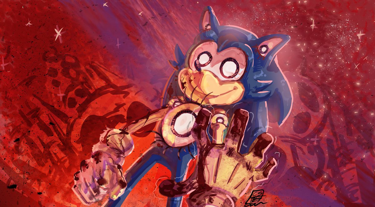 codetrillogy's tweet image. Remade this image using my current style of painting, Now more edgier!
#sonicexe #art