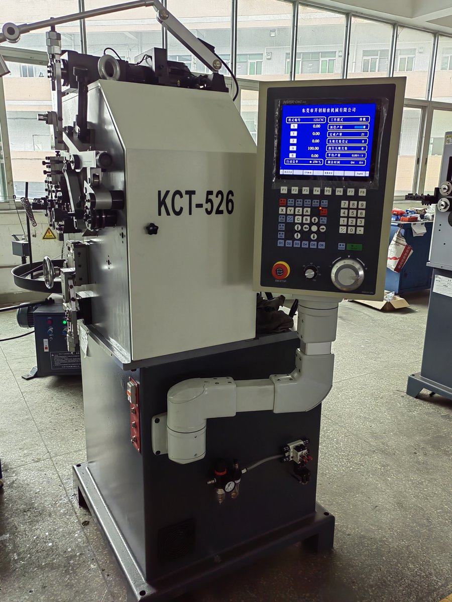 MichaelKcmco's tweet image. High Quality with fast production rate 5 Axis KCT-526 2.6mm Spring Making Machine different industries and applications. #flatspringmachine #compressionspringmachine #torsionspringmachine #automatic #wireforms #bendermakermachine #springcoilingmachine #springfactory #valvespring