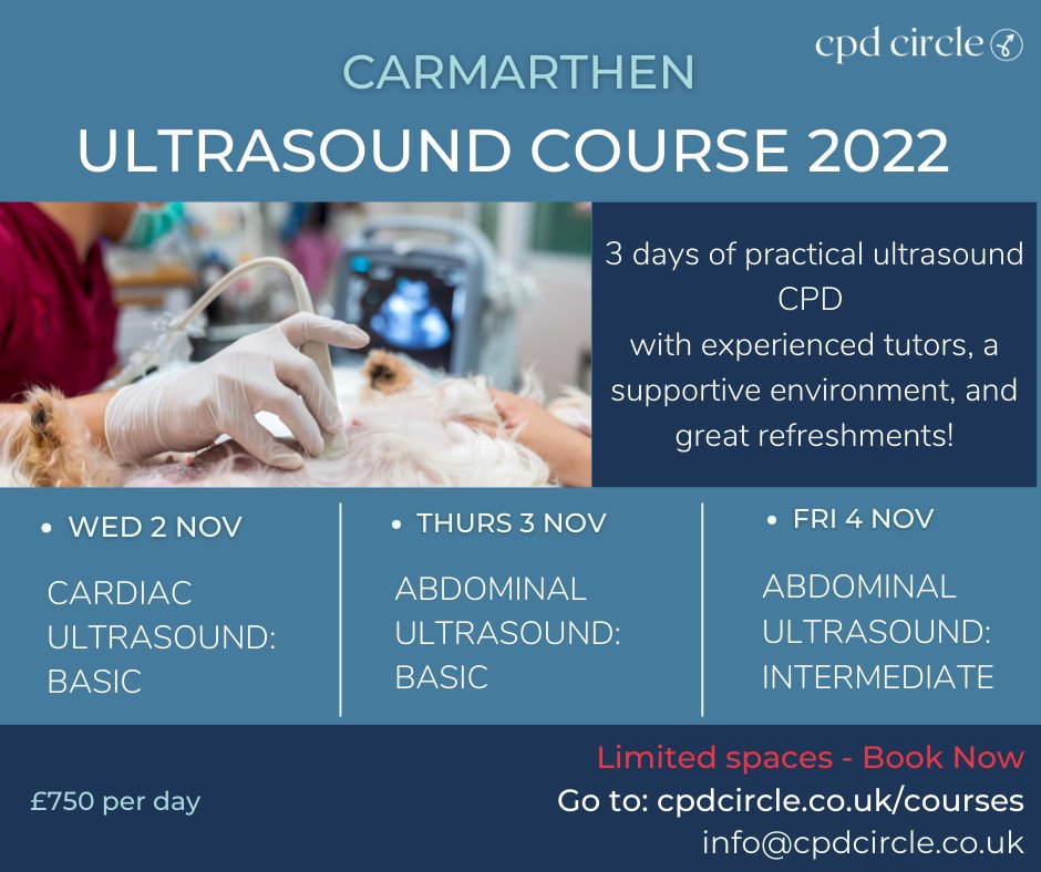 VETS: Practical Ultrasound CPD this November in Carmarthen with excellent tutors and refreshments to match! 

More info or to book, go to:
cpdcircle.co.uk/courses