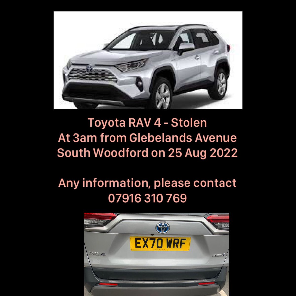 janksss_'s tweet photo. CAR STOLEN IN SOUTH WOODFORD, TOYOTA RAV 4 reg: EX70WRF, please contact if seen
@IlfordRecorder @MPSRedbridge #stolencarredbridge #stolencarwoodford https://t.co/lKpw35UywA