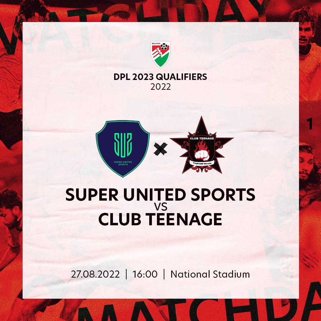 M A T C H D A Y !
🏆 DPL 2023 QUALIFIERS 2022
🆚 <a href="/Super_U_Sports/">Super United Sports</a> vs <a href="/ClubTeenage1/">Club Teenage</a>
🏟 National Stadium
⏰ 04:00 pm
📲 #susteenage
🖤 #dpl2023qualifiers