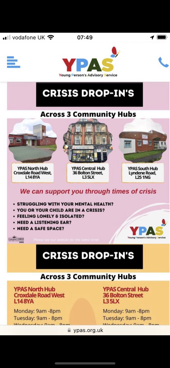 YPAS hubs are open for anyone in the community who needs support. There will be counsellors from YPAS available via drops next week in St Luke’s Church.