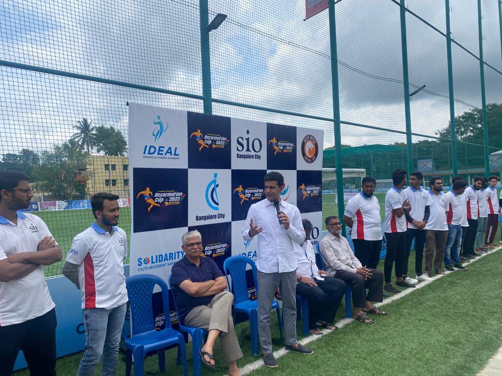 ArshadRizwan's tweet photo. Extended my best wishes to all the participating teams at the inauguration ceremony of Reformation Cup, a city level Football tournament organised by SIO at the South United Football Club in Ulsoor. https://t.co/P2mQUWv0S3