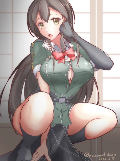 #自分の好きなキャラ一人の画像を四枚貼る私が筑摩提督です 