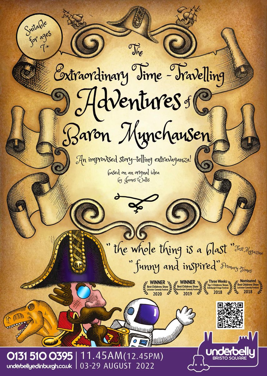 Last full day of fringe for me 😔 have had an absolutely amazing time though . A total switch off from school or indeed any worries. I need to climb up Arthur's seat today . It's my penultimate <a href="/TTBaronM/">Time Travelling Adventures of Baron Munchausen</a>  show too . Come and see "The happiest show at the fringe"