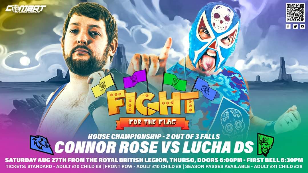Tonight in Thurso 🏴󠁧󠁢󠁳󠁣󠁴󠁿 Lucha DS Vs Connor Rose (c) for the @CombatLeagueW house championship 2 out of 3 falls #Lucha