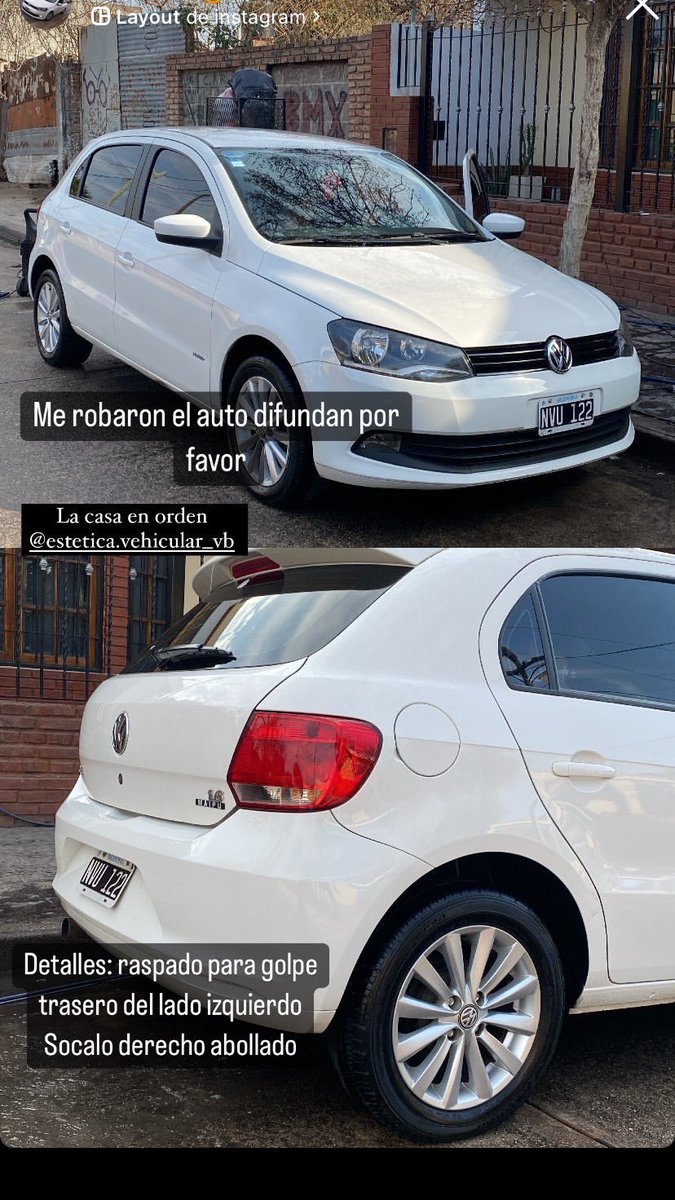 ME ROBARON EL AUTO 
Gol trend blanco NVU122
Paragolpe raspado del lado izquierdo , socalo derecho aboyado 
Me abrieron el portón de mi casa 
Por favor difundir