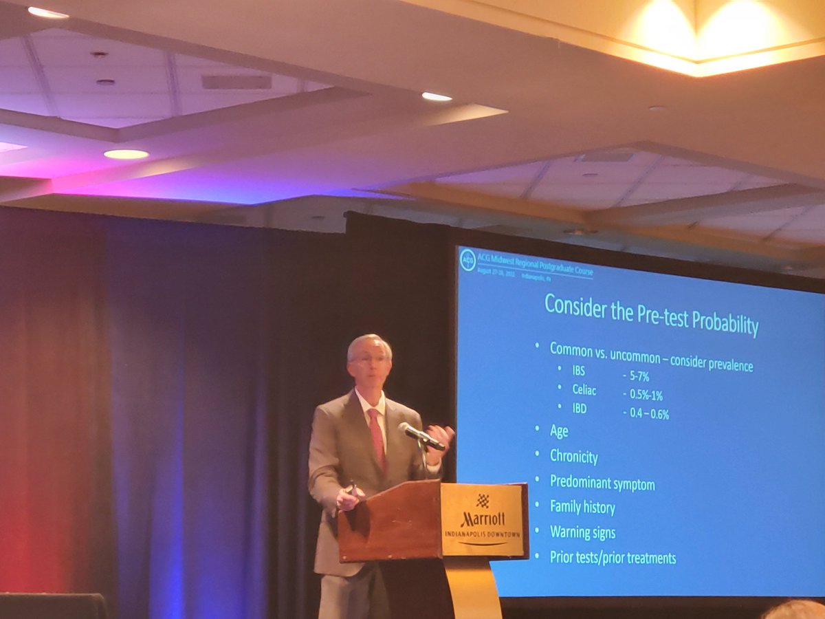 IBD_Afzali's tweet photo. Dr. Brian Lacy presents on IBS - How to follow guideline recommended algorithms #ACGRegionals
🤔What's your pretest probability?
IBS 5-7%
Celiac 0.5-1%
IBD .4-.6%
✅️In appropriate patient, get "4 Cs"
(CBC, CRC, Calprotectin, Celiac)
#ACGRegionals @AmCollegeGastro https://t.co/alKUeXHi8t