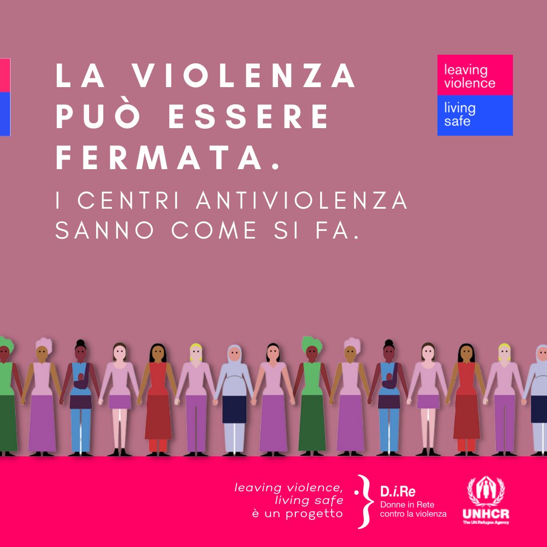 diredonneinrete's tweet photo. La violenza può essere  fermata. I Centri antiviolenza sanno come si fa. 

Insieme a @UNHCRItalia diamo sostegno  a donne e ragazze richiedenti asilo e rifugiate sopravvissute alla violenza. Parla con fiducia alle donne delle nostre organizzazioni > https://t.co/u5GAeYIja4 https://t.co/cIThqUIZui
