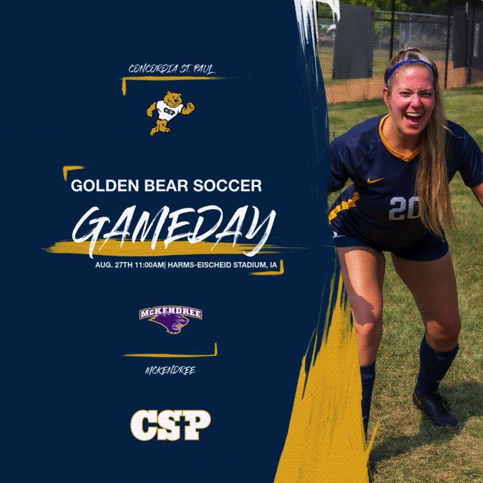 CSPBearsSOC's tweet photo. 🔵🟡GAMEDAY🟡🔵
⚽️🐻 Your Golden Bears are on the road in Fayette, Iowa to play @McKBearcats for our second non-conference game
🕚11:00am kick off vs McKendree
🚎 Harms-Eischeid Stadium, IA
📺 https://t.co/MZvBtIbH6w https://t.co/rxrZhltggW
