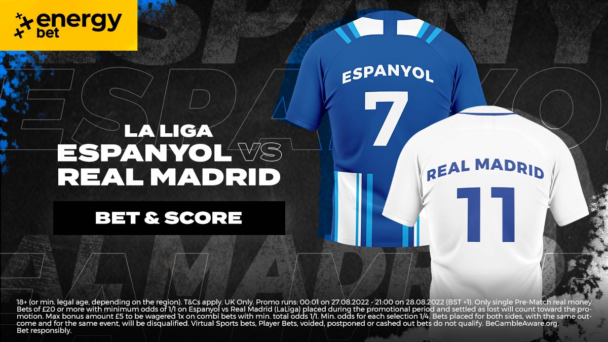 ⚽Have your say on proceedings and we will award you with a £5 Bonus 💥

Get involved with one of the biggest clashes in La Liga this weekend as Espanyol host Real Madrid. 😎

👉 bit.ly/3cikeo4

 18+ | Play Responsibly | BeGambleAware.org