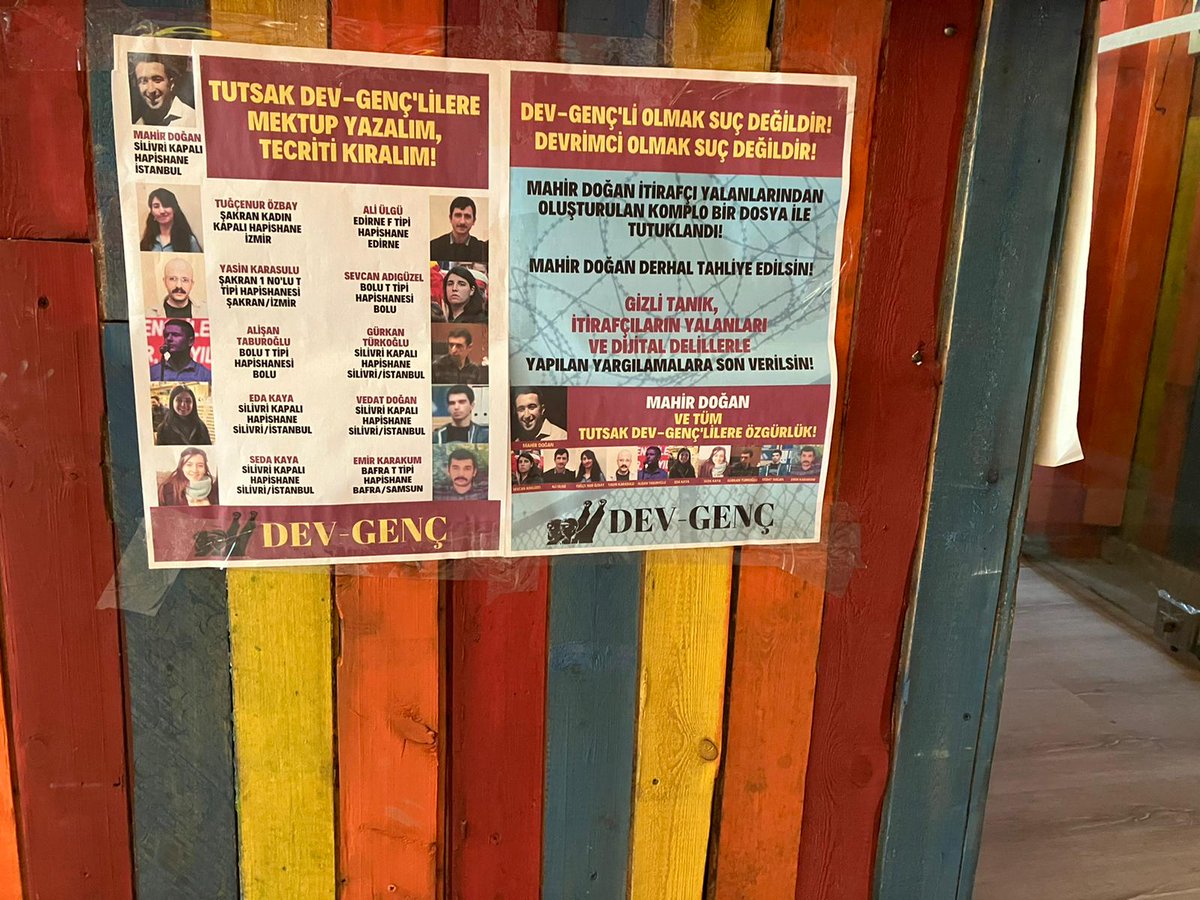 Ankara Dev-Genç'liler 25 Ağustos ve 27 Ağustos tarihlerinde Kızılay çevresinde "Mahir Doğan ve Tüm Tutsak Dev-Genç' lilere Özgürlük" Kampanyası kapsamında 20 adet afiş çalışması yaptı.