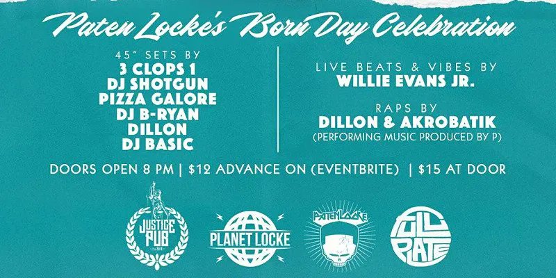 Tonight in Downtown Jax: A lineup of heavy hitting Duval emcees and DJs celebrate the life and work of the late, and eternally great, Paten Locke. 
buff.ly/3ceXuoU