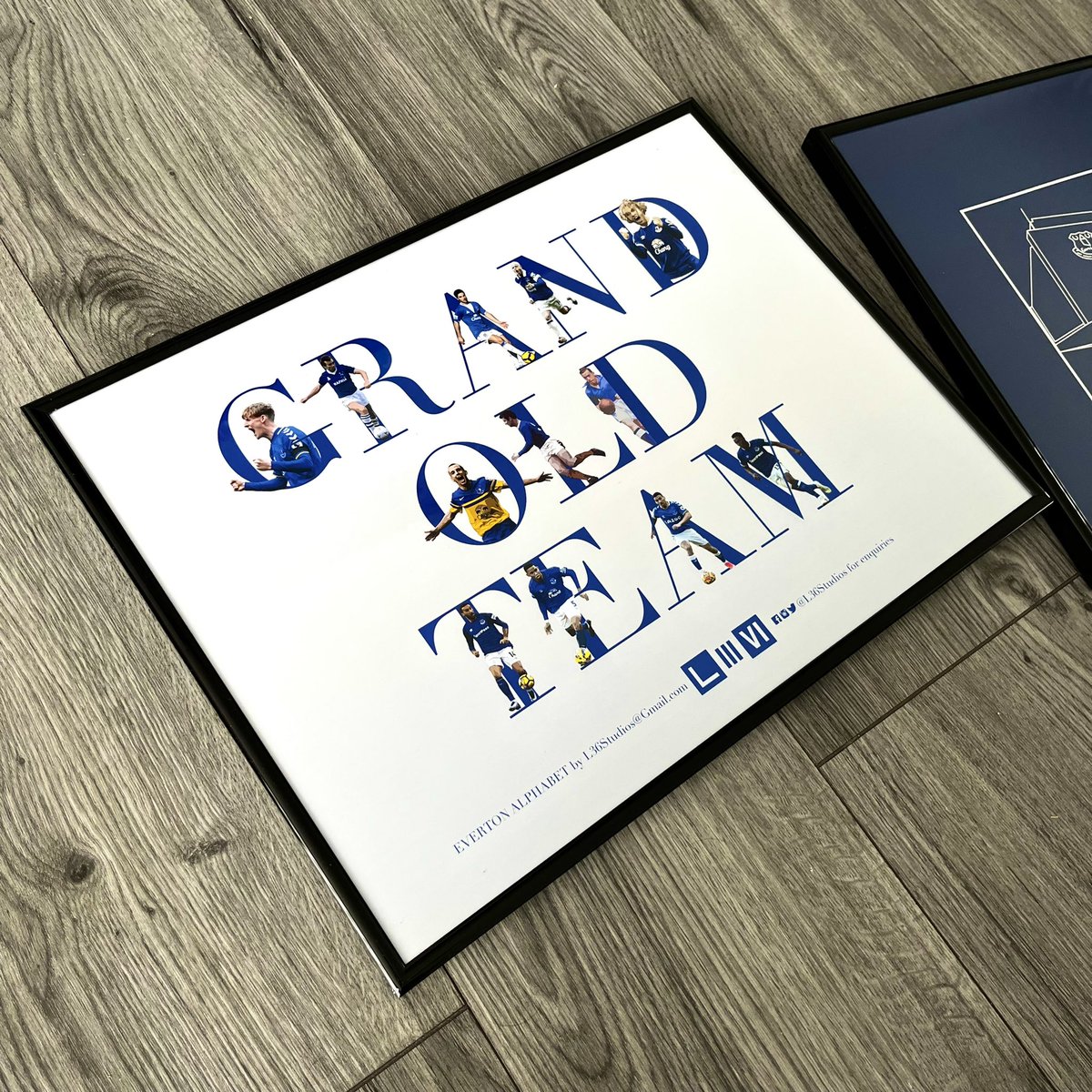 L36Studios's tweet photo. Couple of prints done for @GOT_Groucho of @grandoldteam over the last few days! DM to order a personalised alphabet print or a Goodison Park print! Keep your eyes peeled for more Everton prints coming very soon! https://t.co/Os7F3JvCTi
