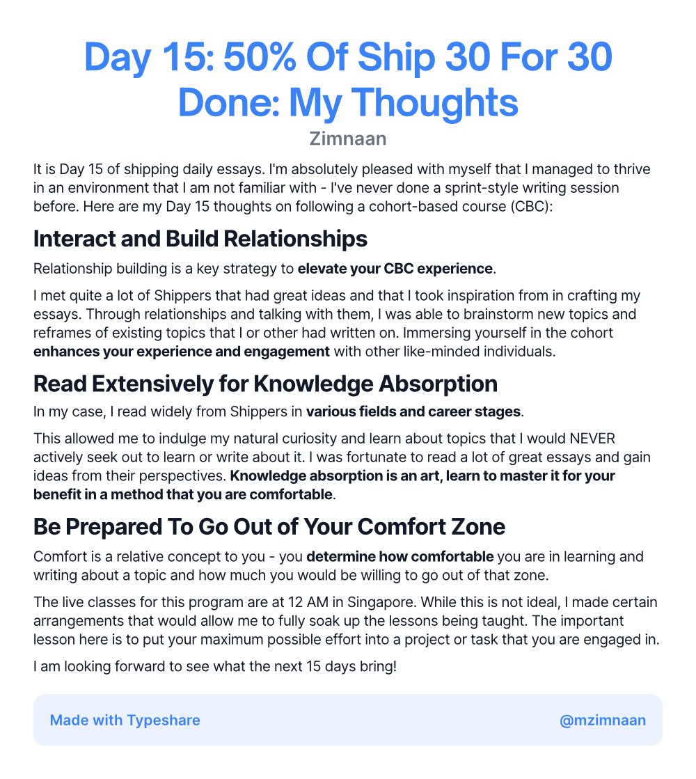 mzimnaan's tweet photo. Day 15: 50% Of Ship 30 For 30 Done: My Thoughts. #ship30for30 #progress #halfawriter #writerinprogress https://t.co/6KGmszsVj8