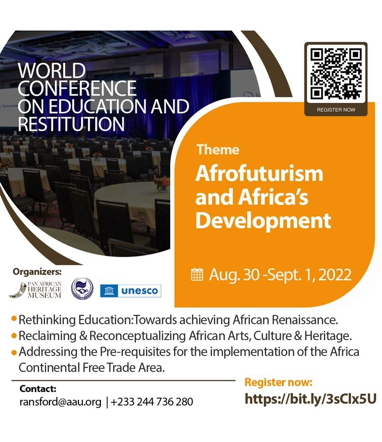 Join us this Tuesday for the World Conference on Education and Restitution dubbed Afrofuturism and Africa's Development

Please visit the Conference website: namo.aau.org/diaspora-confe… and register for the highly subsidized workshops and other offers
#africandevelopment #conference