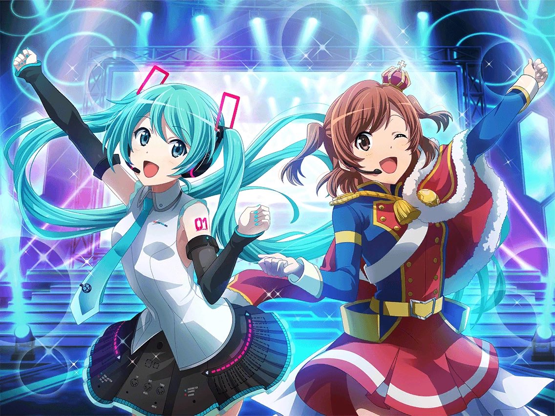 bigasssimp's tweet photo. hatsune miku has infiltrated every idol game https://t.co/BHhDoiYkir