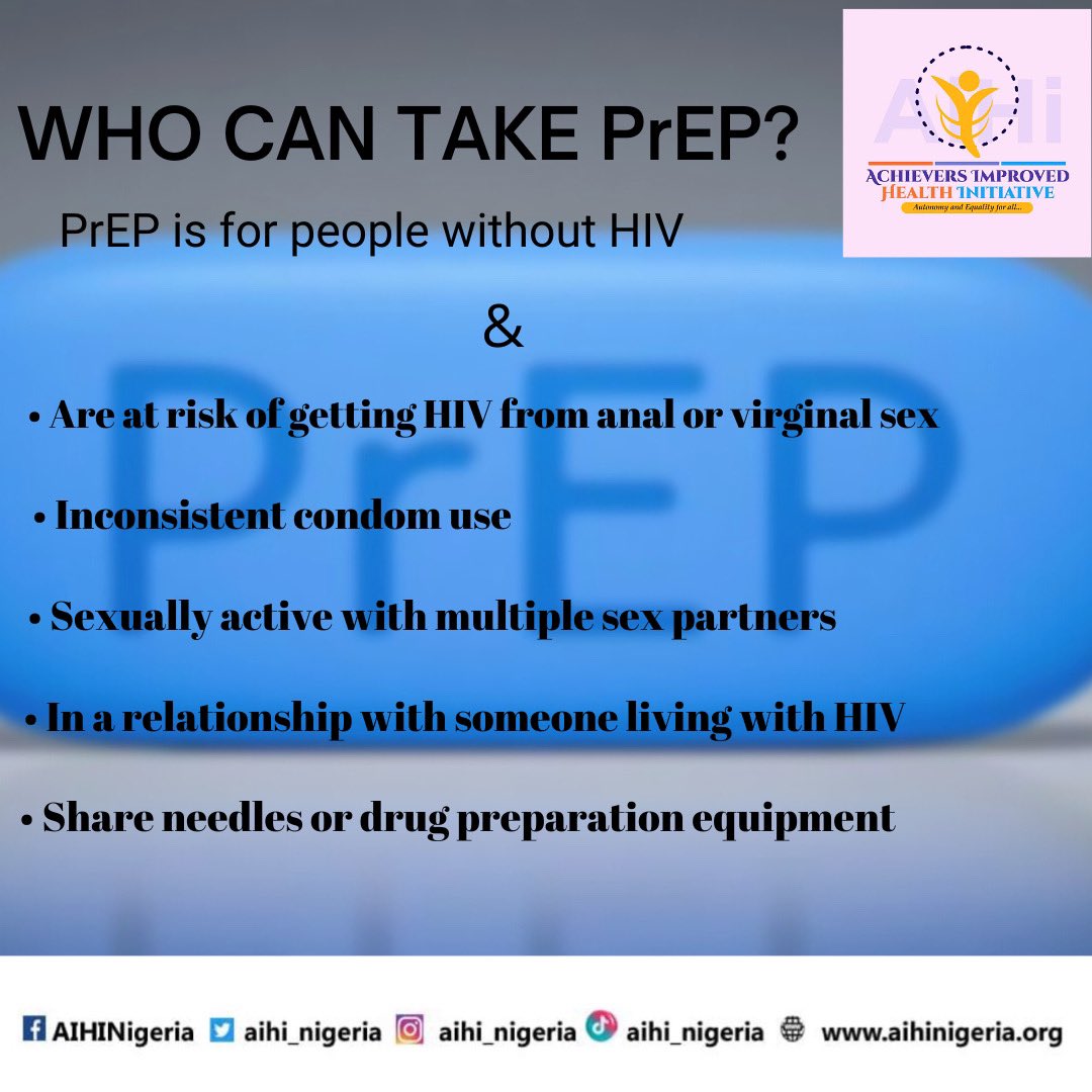 aihi_Nigeria's tweet photo. All you need to know about PrEP. https://t.co/Y2fGdmUoC5