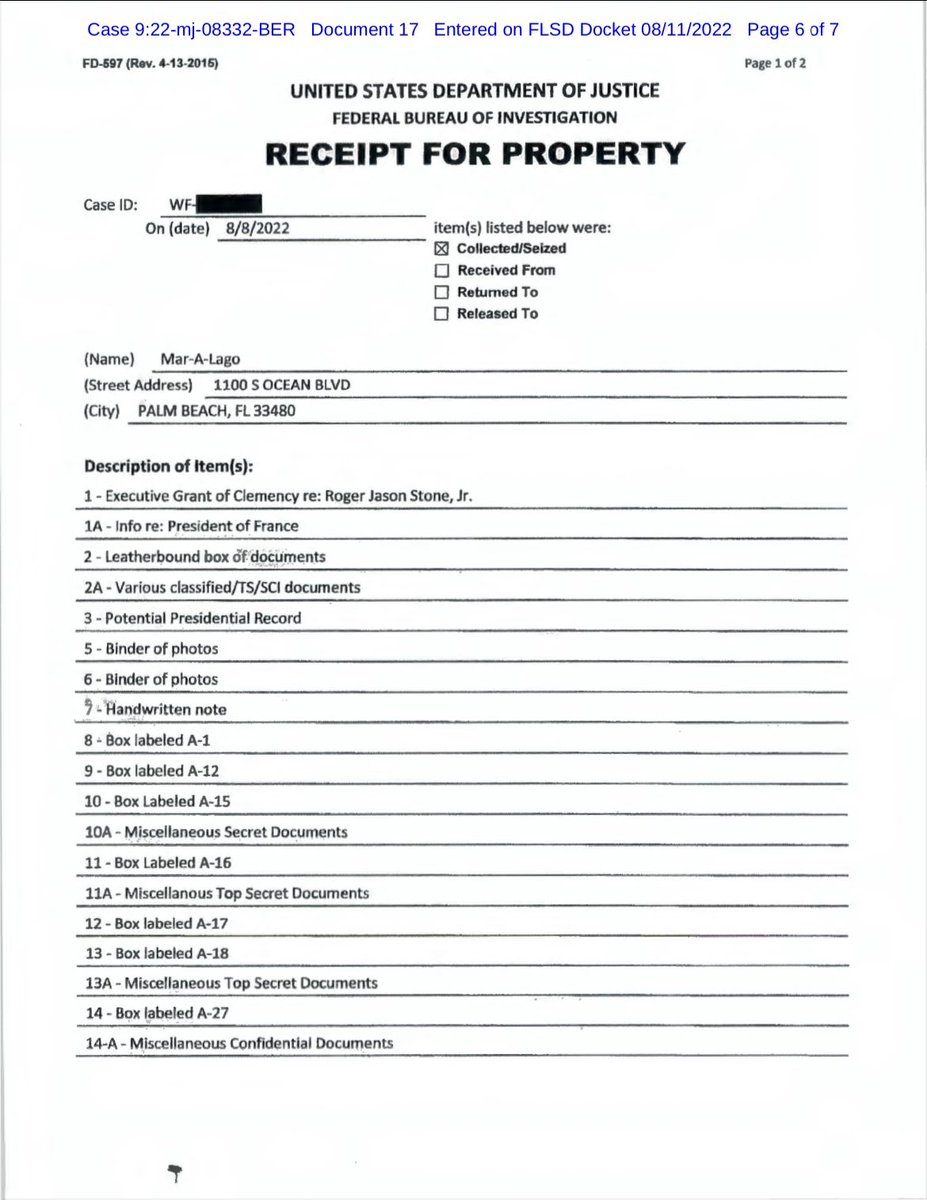 Must36190413's tweet photo. @AVerebely @ABC @PierreTABC The search warrant receipt, signed by Trump’s personal attorney, showed that the FBI indeed found multiple top secret, secret and confidential documents. 2 https://t.co/WMnuqqfYDC