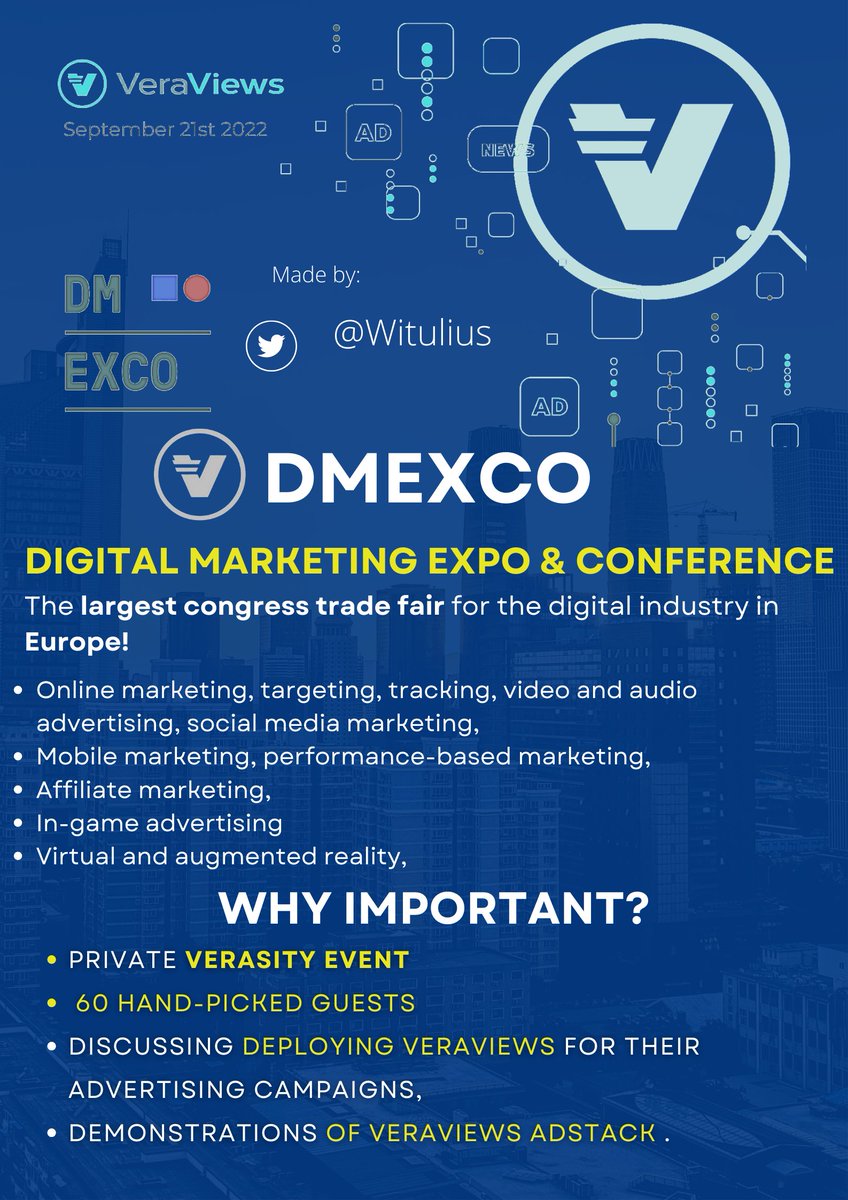 WitFinance's tweet photo. A THREAD🧵:

Why is @dmexco important for @verasitytech and @rjmark_verasity? https://t.co/c6ROOmCP3C