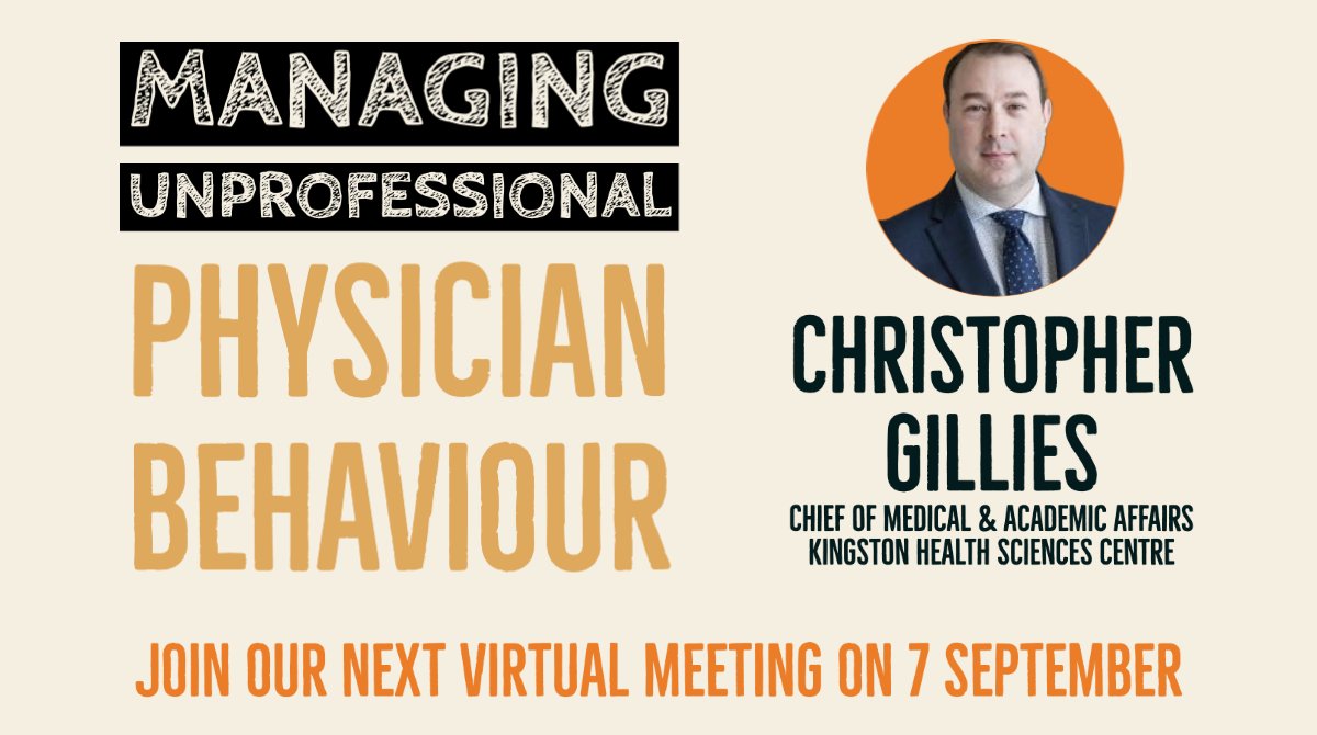 OMA_COP's tweet photo. Join @OMA_COP at our next meeting on 7 September when we talk about managing unprofessional physician behaviour with @Gillieskhsc of @KingstonHSC #medicalaffairs #ontario https://t.co/MScr8SJYX7