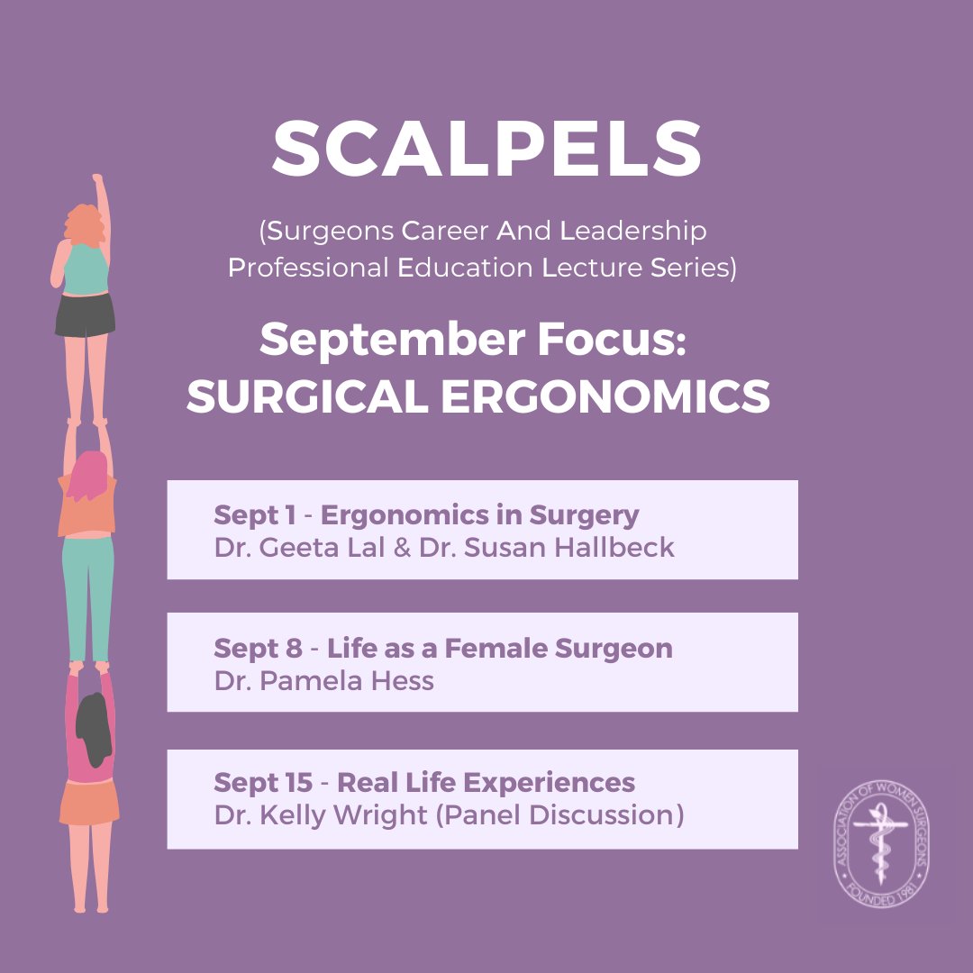 Attend the Next SCALPELS Summer Seminar Series!

Don't forget to register and join us this September for our next three SCALPELS Summer Seminar Series on the topic of Surgical Ergonomics. The first session starts on Thursday, September 1!

Register Now: bit.ly/3RhPbrX