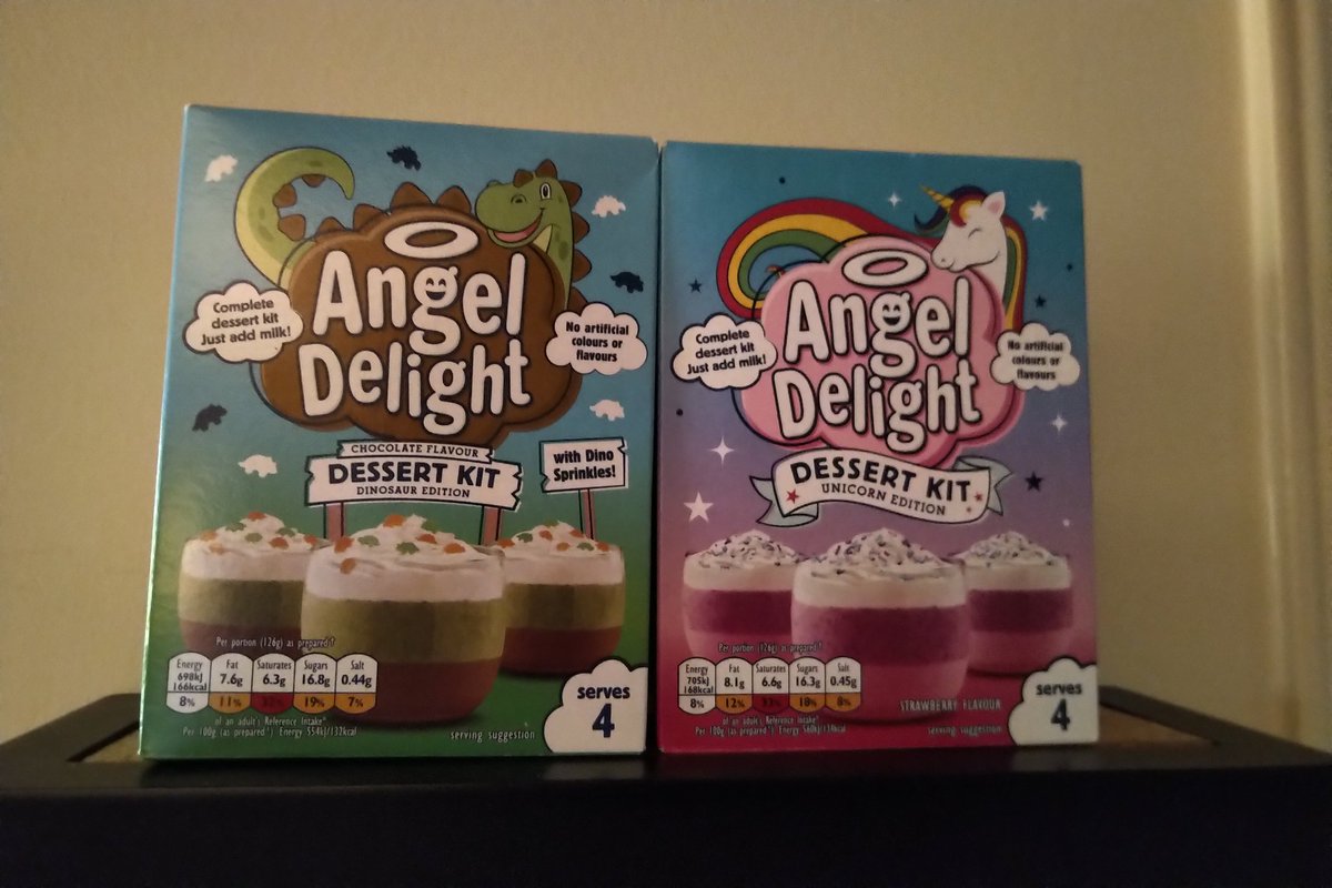 Dinosaurs or Unicorns......these NEW fun dessert kits from Angel Delight are bound to have some fans. Available now in our Whitby shop and online thru our website simplybritishfoods.com